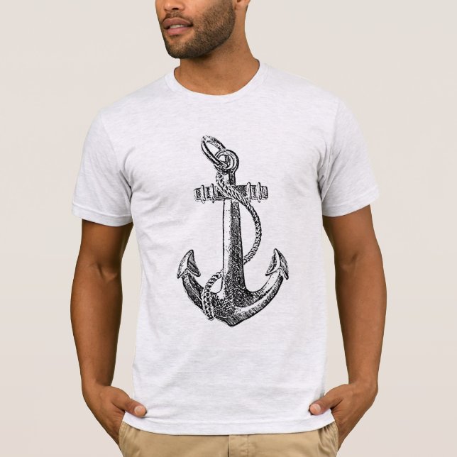 T-shirt Ancre Bateau Nautique Etching Grunge (Devant)