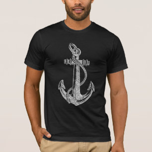 T-shirt Ancre Bateau Nautique Etching Grunge