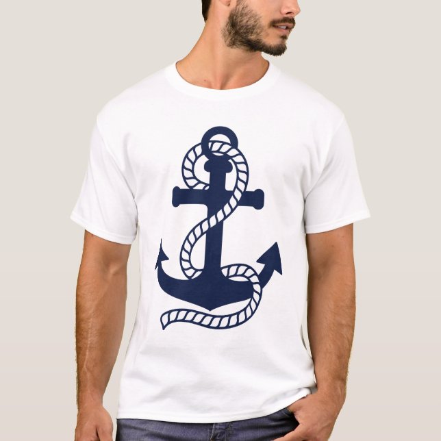 T-shirt Ancre bleu marine et blanc (Devant)