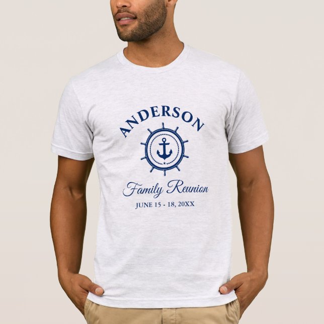 T-shirt Ancre bleu marine Helm Famille Réunion Grey (Devant)