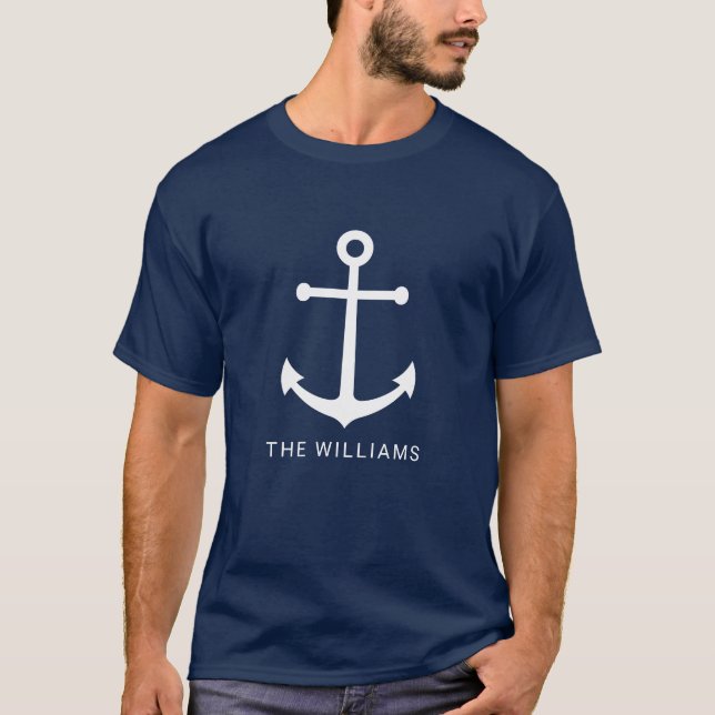 T-shirt Ancre bleue marine avec nom personnalisé (Devant)