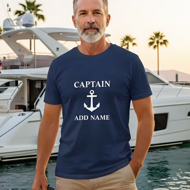 T-shirt Ancre Capitaine Ajouter un nom ou un nom de bateau (Créateur téléchargé)