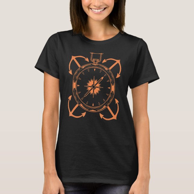 T-shirt Ancre Compass marin capitaine Nautical skipper Sai (Devant)