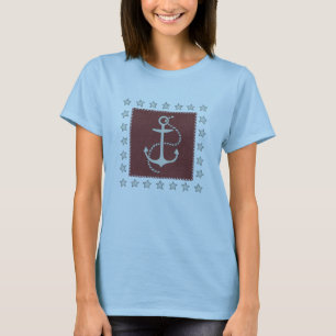 T-shirt Ancre côtière de l'art sur le rouge