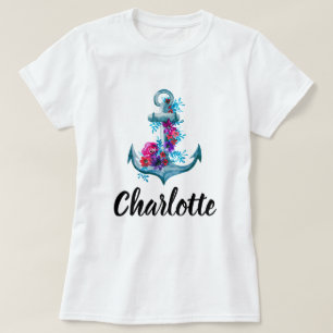 T-shirt Ancre d'aquarelle marine personnalisée tendance