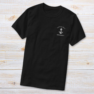 T-shirt Ancre de bateau classique capitaines noir
