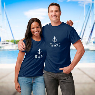T-shirt Ancre de bateau nautique à monogramme personnalisé