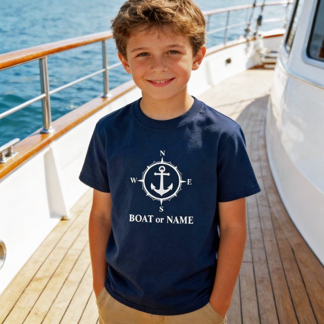 T-shirt Ancre de boussole nautique Votre bateau ou nom Mar (Créateur téléchargé)