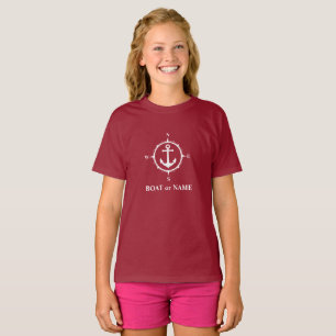 T-shirt Ancre de boussole nautique Votre bateau ou nom Rou