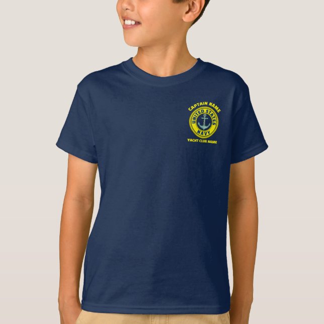 T-shirt Ancre de la marine bleue bateau capitaine nautique (Devant)