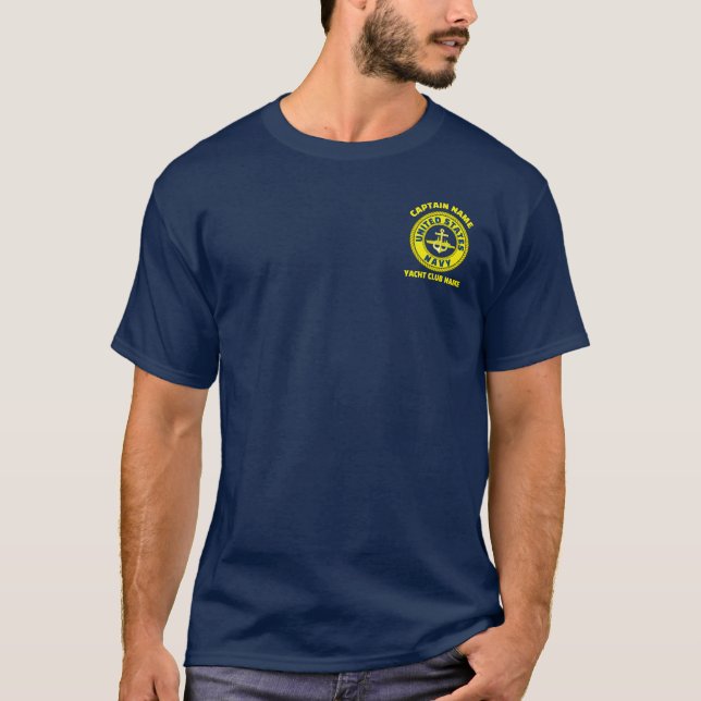 T-shirt Ancre de la marine bleue bateau capitaine nautique (Devant)