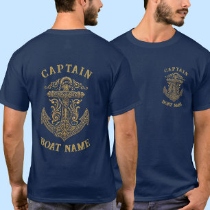 T-shirt Ancre de nom de bateau de capitaine nautique perso