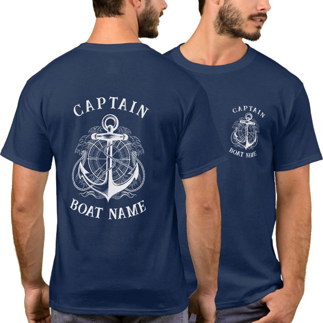 T-shirt Ancre de nom de bateau du capitaine nautique perso (Créateur téléchargé)