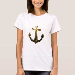 T-shirt Ancre de parties scintillant Gold faux brillant