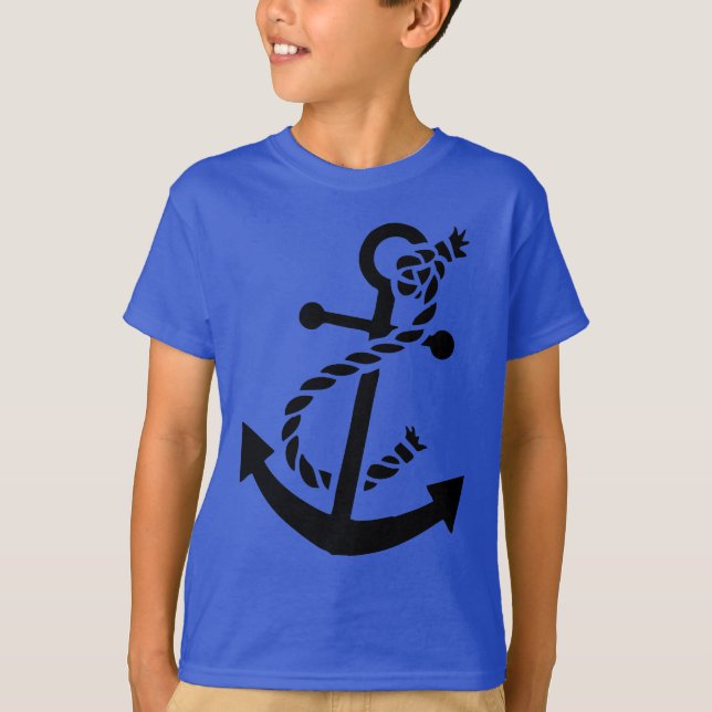 T-shirt Ancre du navire noir marine nautique (Devant)