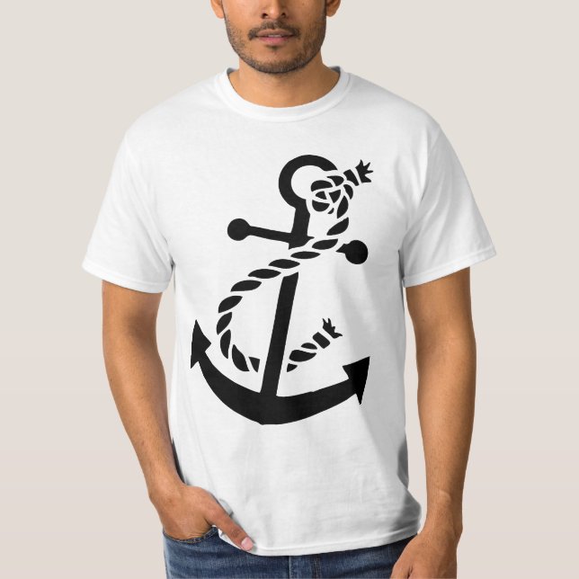 T-shirt Ancre du navire noir marine nautique (Devant)