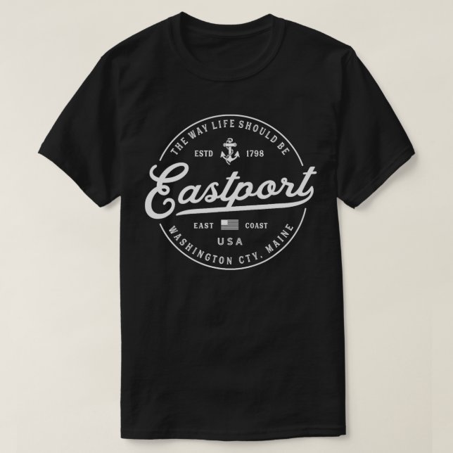 T-shirt ANCRE NAUTIQUE Eastport Maine Vacances voyage (Design devant)