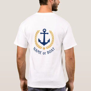 T-shirt Ancre nautique Nom du bateau Gold Laurel Deux côté