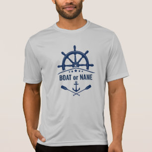 T-shirt Ancre Oars Navires Roue Bateau ou nom Blue & Grey