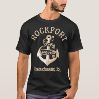 T-shirt Ancre rétro Rockport Massachusetts US Tan Text Vi
