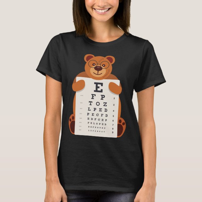 T-shirt and Cute Teddy Bear with Glasses holding an Eye Ch (Devant)