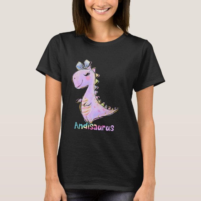 T-shirt Andi Nom Chemise Fille Dinosaur Anniversaire Andre (Devant)
