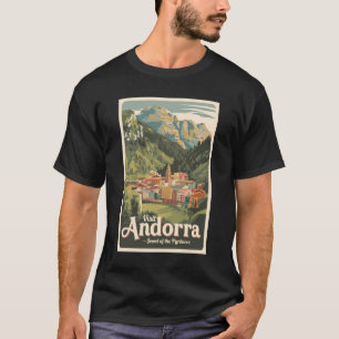 T-shirt Andorre Illustration Voyage Art Vintage