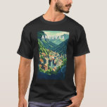 T-shirt Andorre Travel Art Vintage<br><div class="desc">Design d'art vectoriel Andorre. Andorre est une petite principauté indépendante située entre la France et l'Espagne dans les Pyrénées.</div>