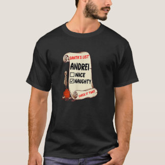 T-shirt Andrei Nom Santa Liste Méchants Gentils Funny Noël