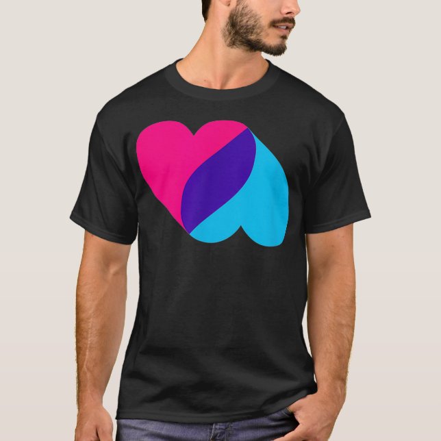 T-shirt Androgynous Double Heart  androgyne  color pride  (Devant)