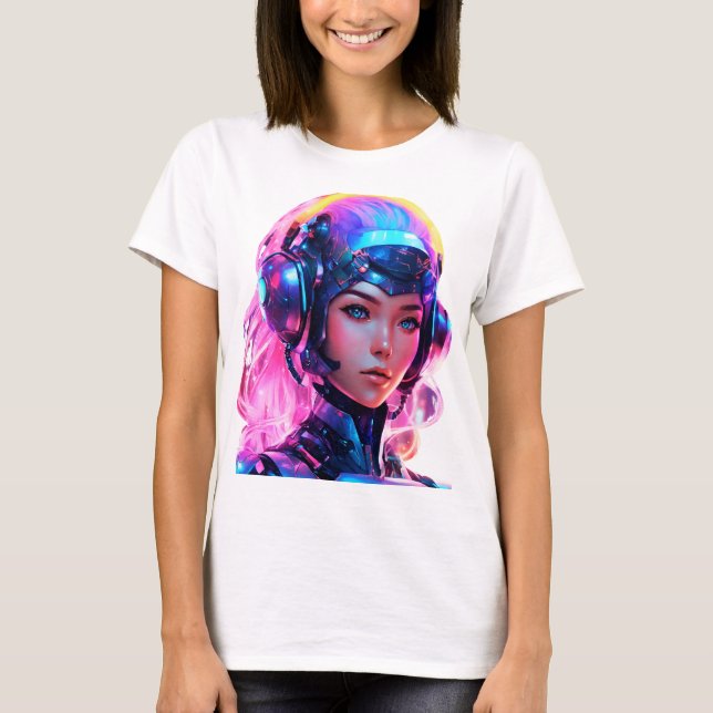 T-shirt Android Techno Space Girl (Devant)