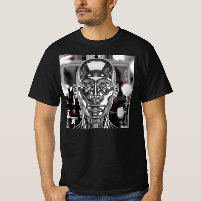 T-shirt Androïde réaliste yeux bleus (Devant)