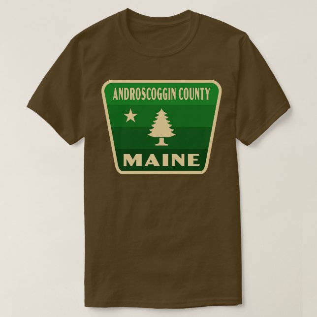 T-shirt Androscoggin Comté Maine Retro Pine Tree Badge Gr (Design devant)