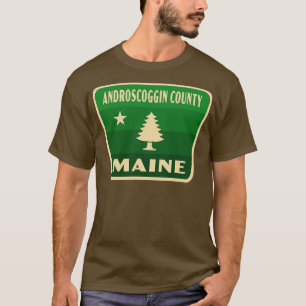 T-shirt Androscoggin Comté Maine Retro Pine Tree Badge Gr