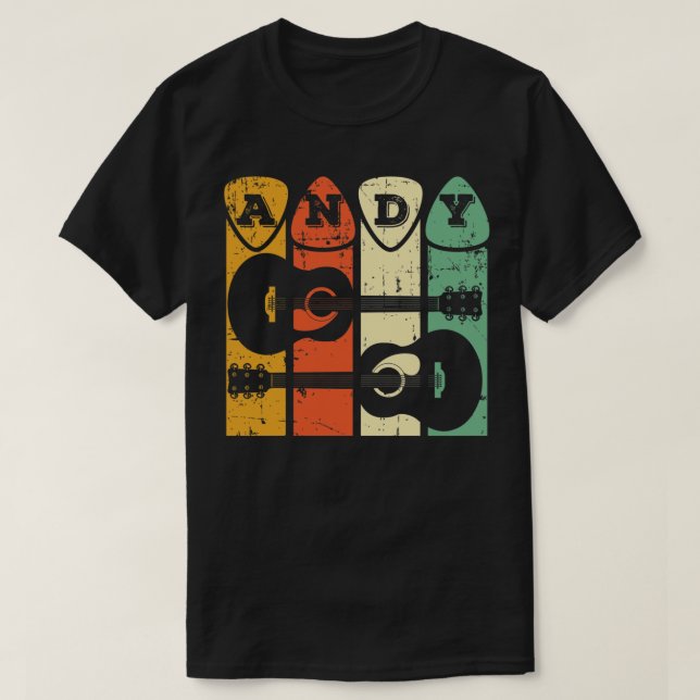 T-shirt Andy Guitar Retro Choisir Andy Guitare Musicien Re (Design devant)