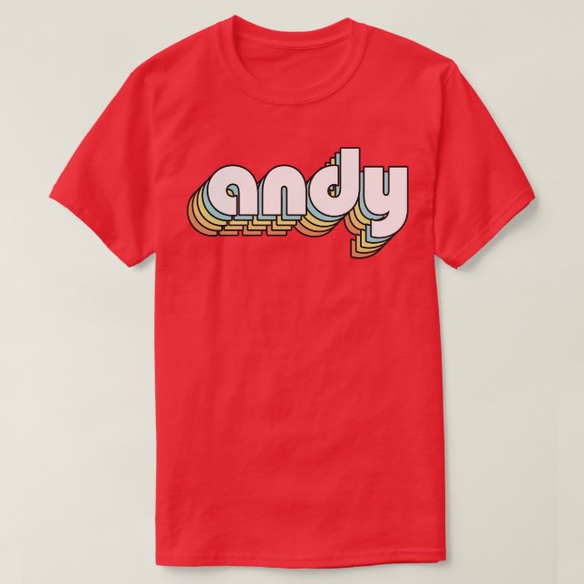 T-shirt Andy Retro Rainbow Typographie style défraîchi (Design devant)