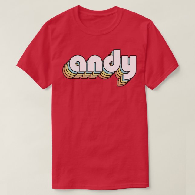T-shirt Andy Retro Rainbow Typographie style défraîchi (Design devant)