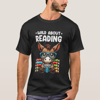 T-shirt Âne amoureux de la lecture de livres fou