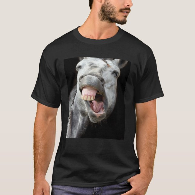 T-shirt Âne Cheval Visage Montrant Cute et  Visage Anima (Devant)