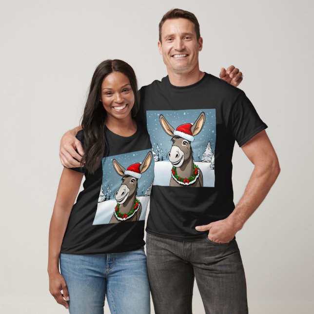 T-shirt Âne de Noël heureux (Unisexe)