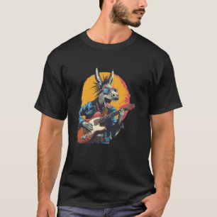 T-shirt Âne drôle à lunettes avec guitare électrique