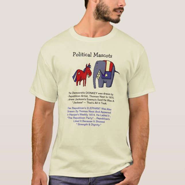 T-SHIRT ÂNE ET ÉLÉPHANT POLITIQUES (Devant)