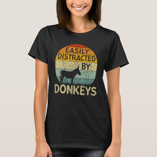 T-shirt Âne Facilement Distrait Par Les Ânes (Devant)