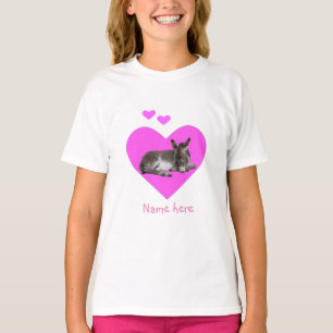 T-shirt Âne mignon et Coeurs roses