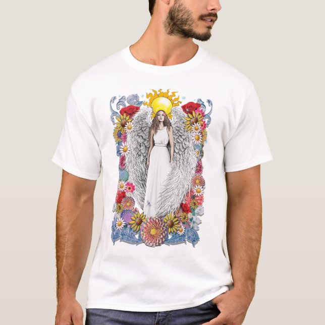 T-shirt Ange Ailes Fleurs et plumes (Devant)