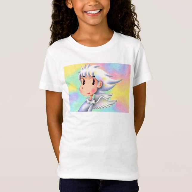 T-Shirt Ange aux cheveux blancs. (Devant)