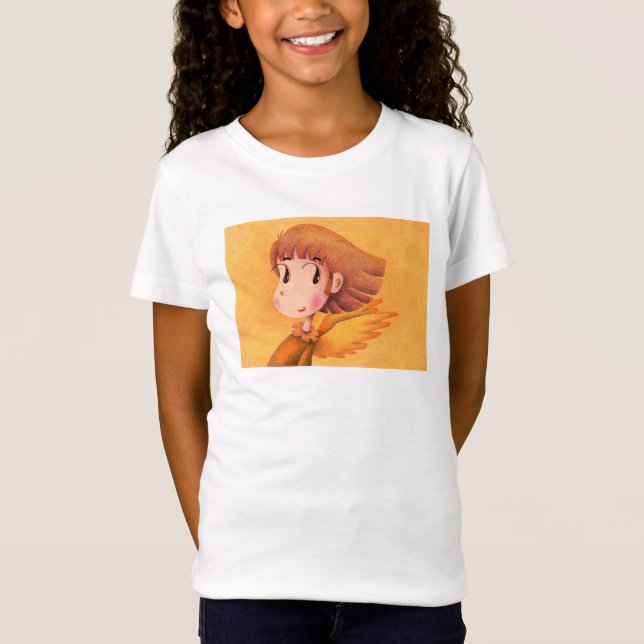 T-Shirt Ange aux cheveux bruns. (Devant)