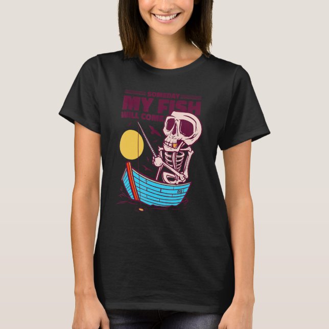 T-shirt Ange bateau de pêche squelette crâne angler (Devant)