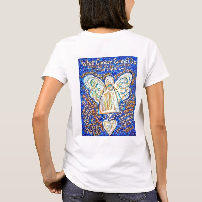 T-shirt Ange Cancer bleu et or (Imprimer sur le do (Dos)