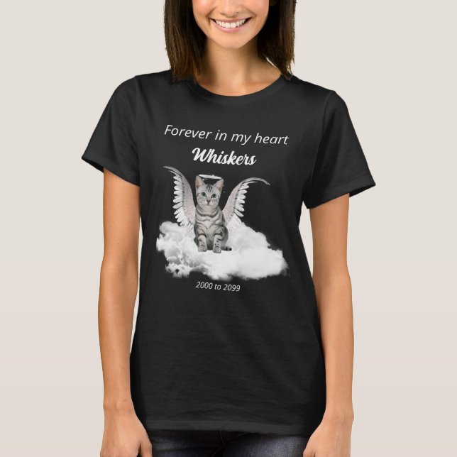 T-shirt Ange Cat Grey Tabby Pet Memorial (Devant)